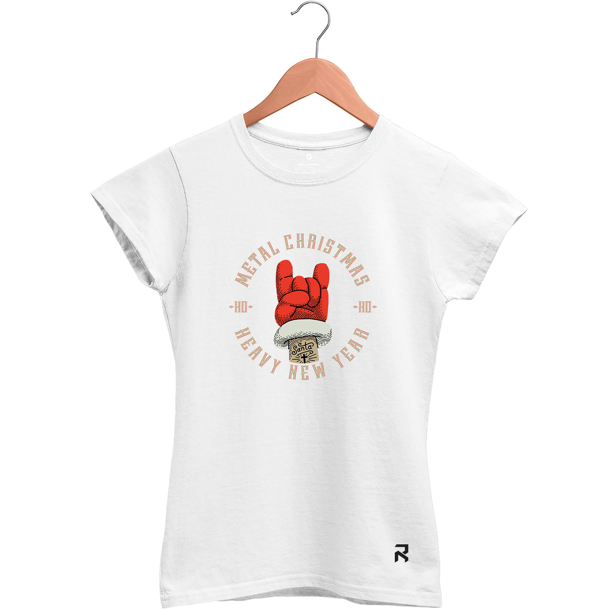 Camiseta Baby Look Feminina Mão Noel Rock