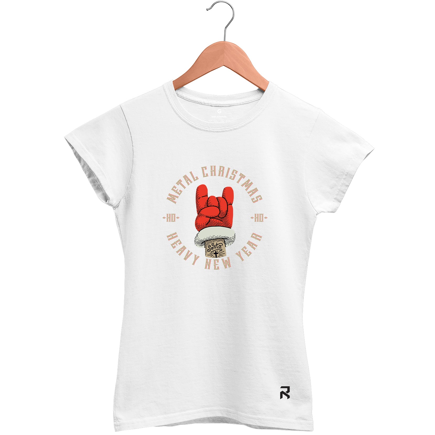 Camiseta Baby Look Feminina Mão Noel Rock