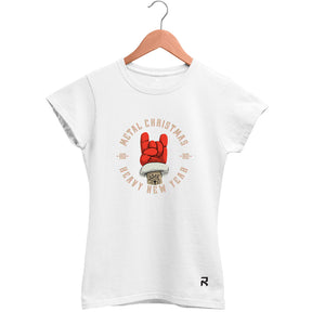 Camiseta Baby Look Feminina Mão Noel Rock