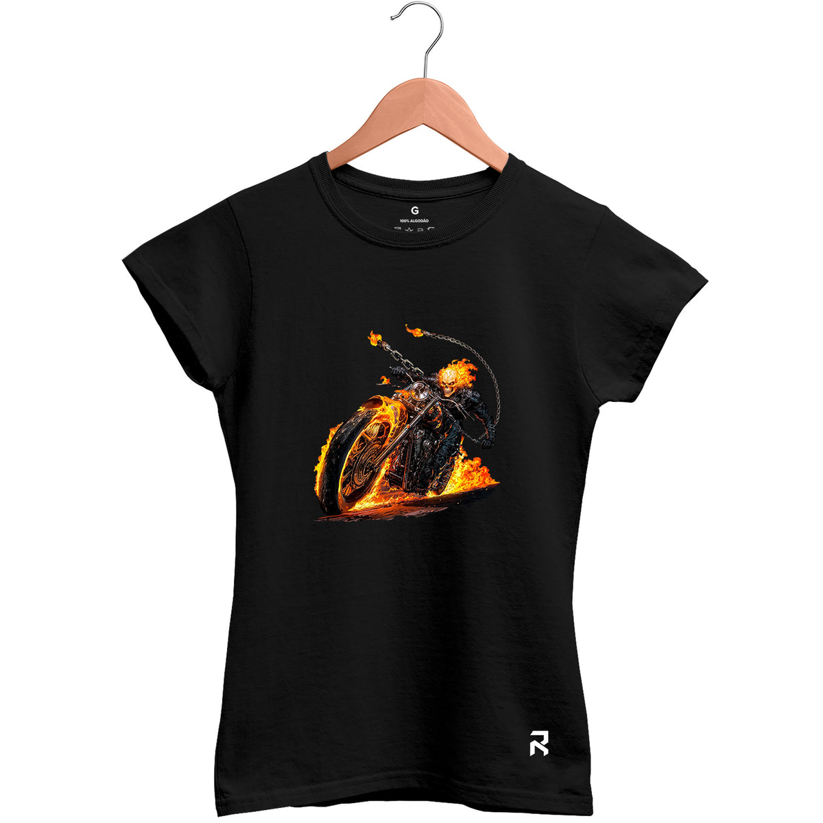 Camiseta Baby Look Feminina Moto Fantasma