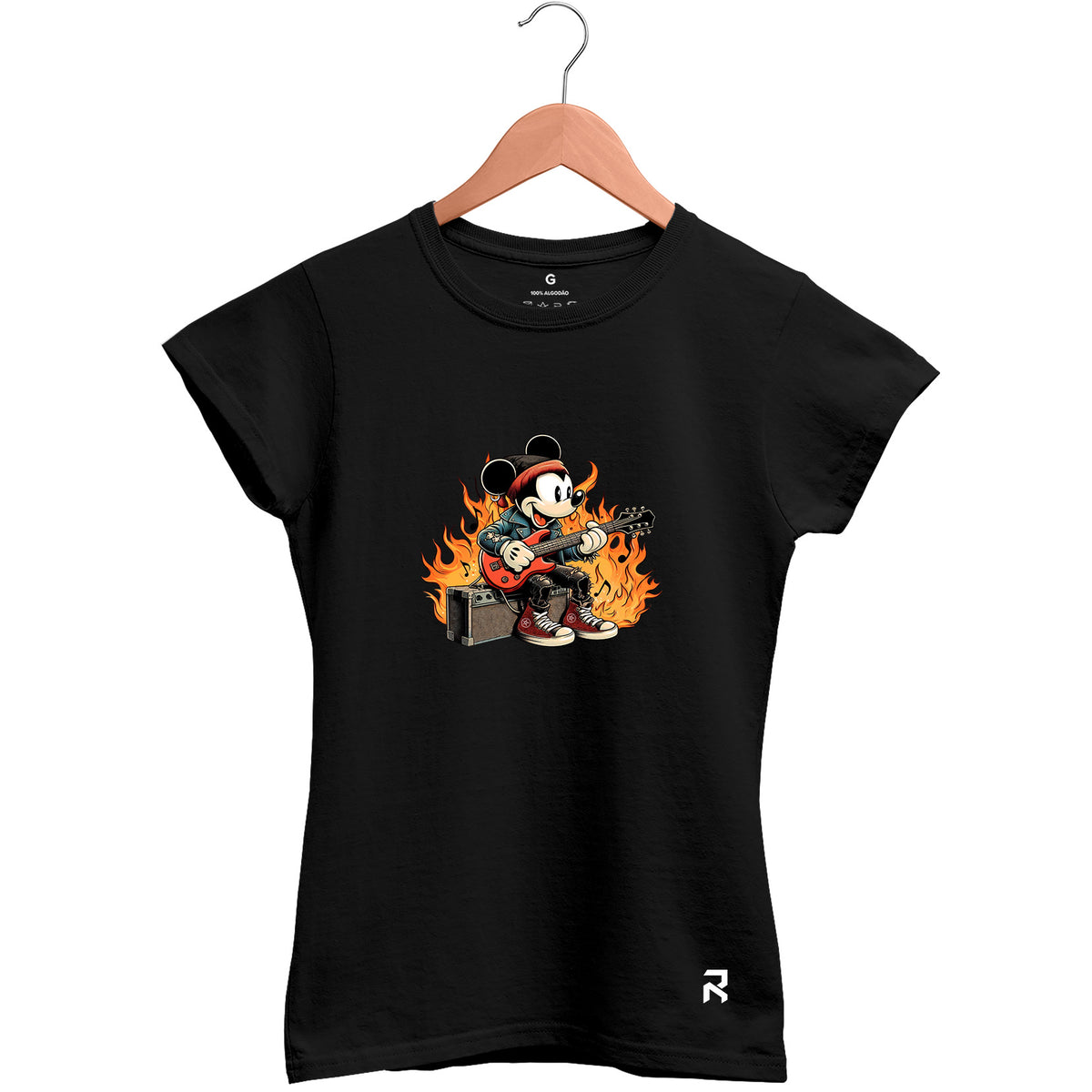 Camiseta Baby Look Feminina Mouse Guitarra