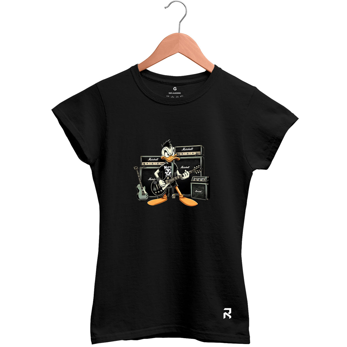 Camiseta Baby Look Feminina Pato Rock