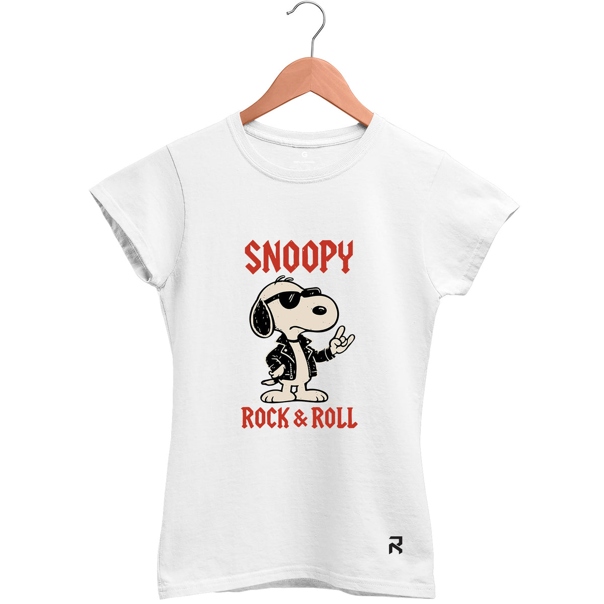 Camiseta Baby Look Feminina Snoopy Rock