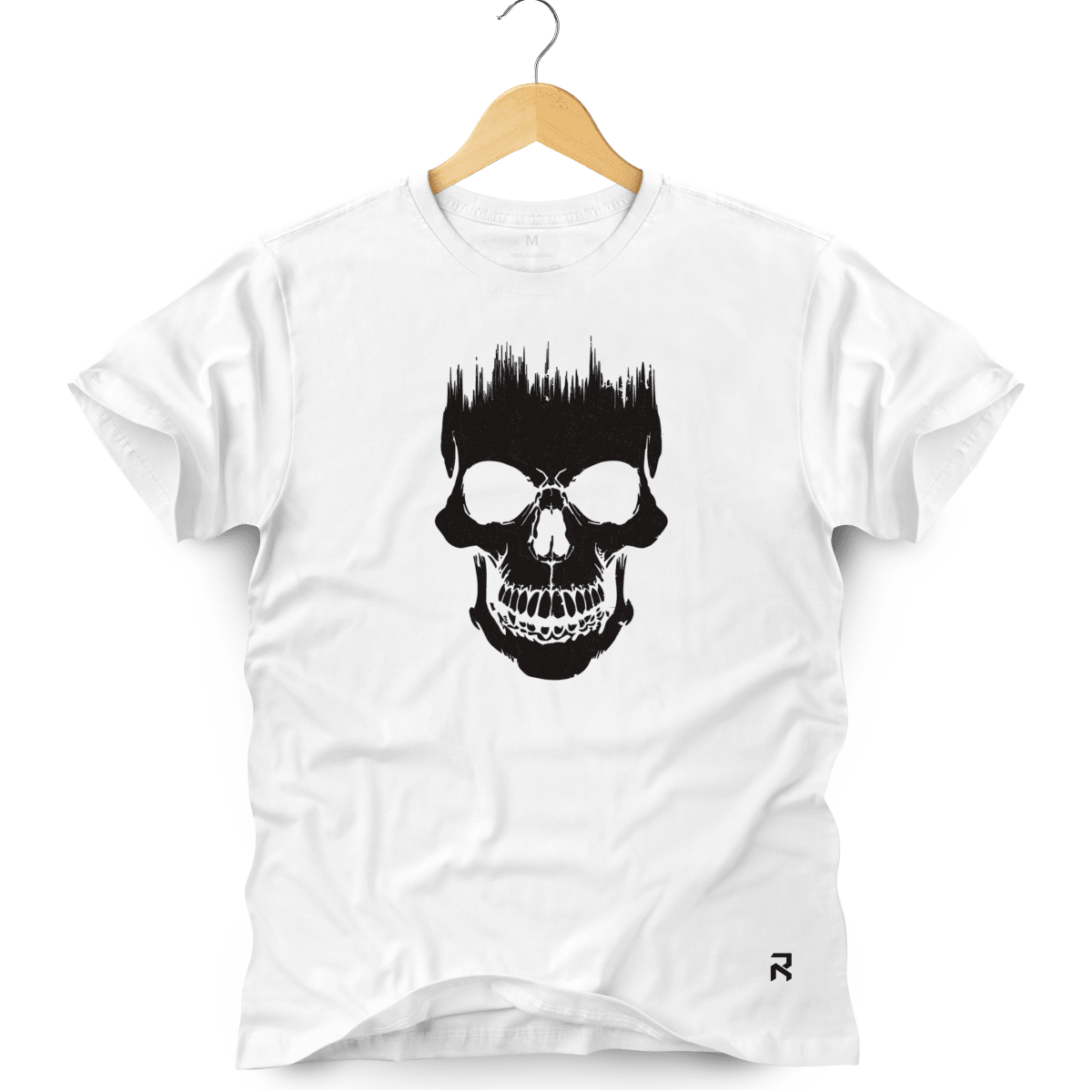Camiseta Masculina Caveira Still - Clube Rock - P-MASC-018-BC - P - Branca -