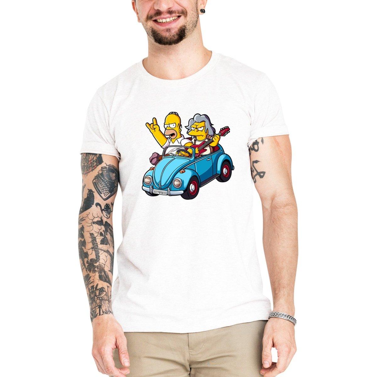 Camiseta Masculina Homer Rockeiro - Clube Rock - P-MASC-037-BC - P - Branca -
