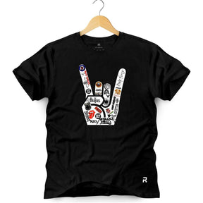 Camiseta Masculina Mão Rock Bandas - Clube Rock - P-MASC-054-PT - P - Preta -